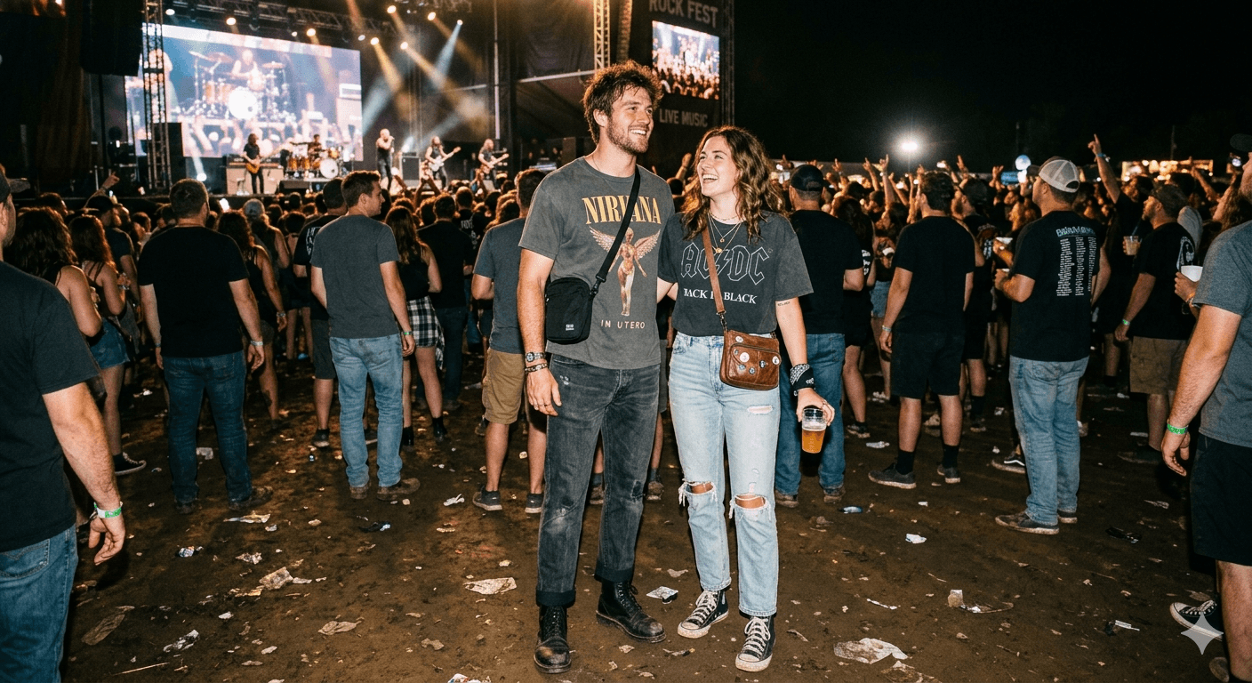 Classic Band Tee and Distressed Denim