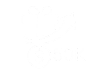 Gift box with arrow and $50K
