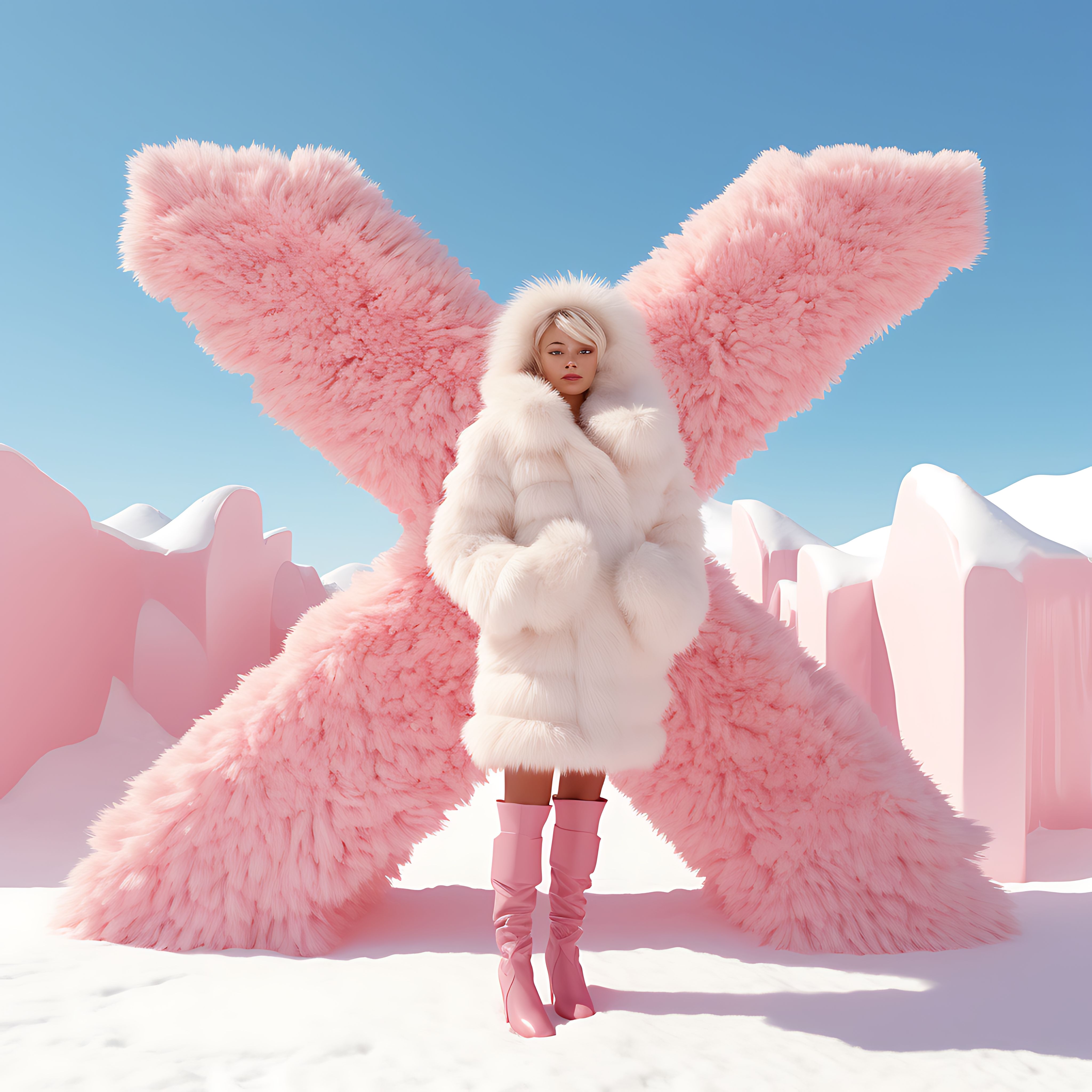 pink fur coat
