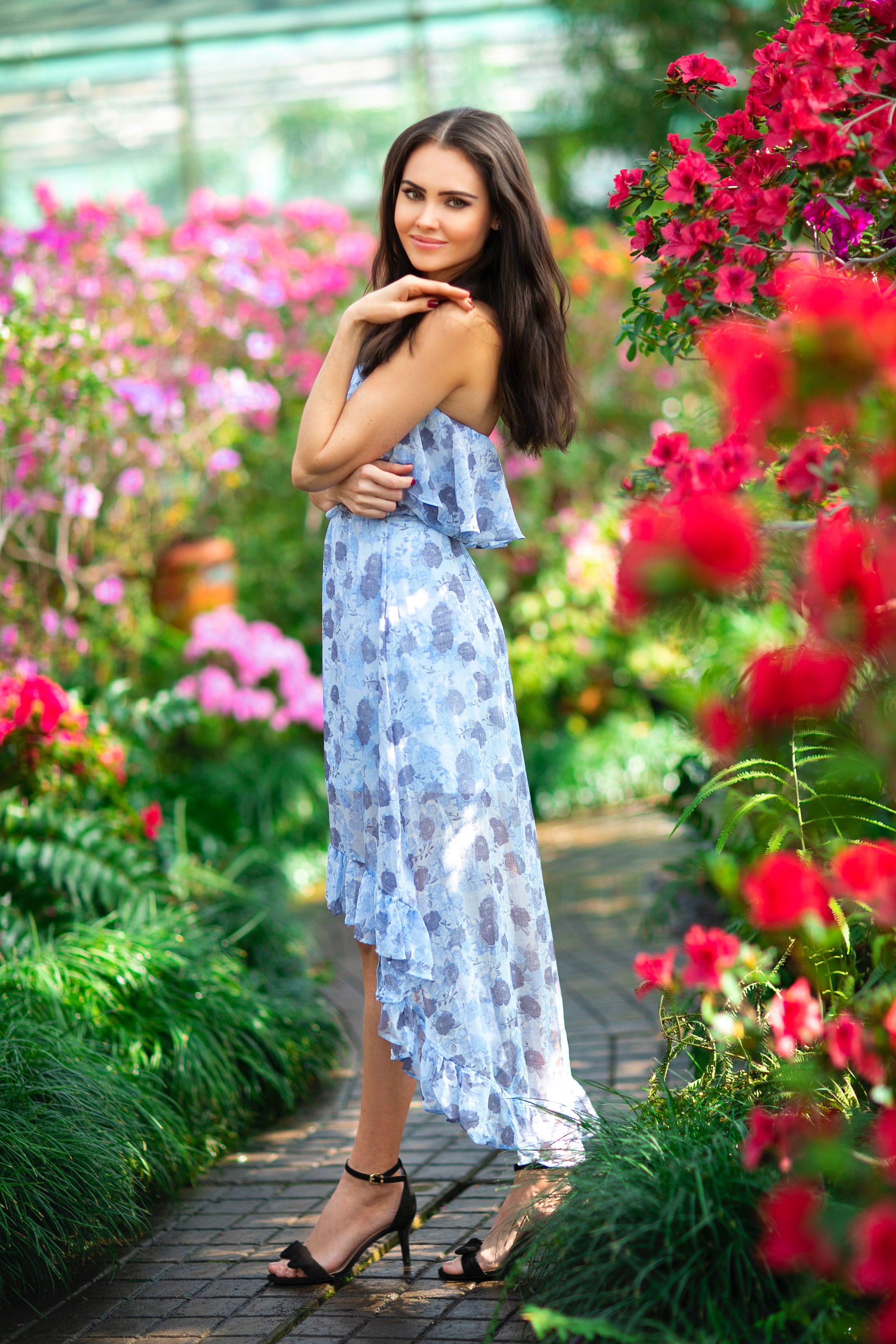 strapless floral dress